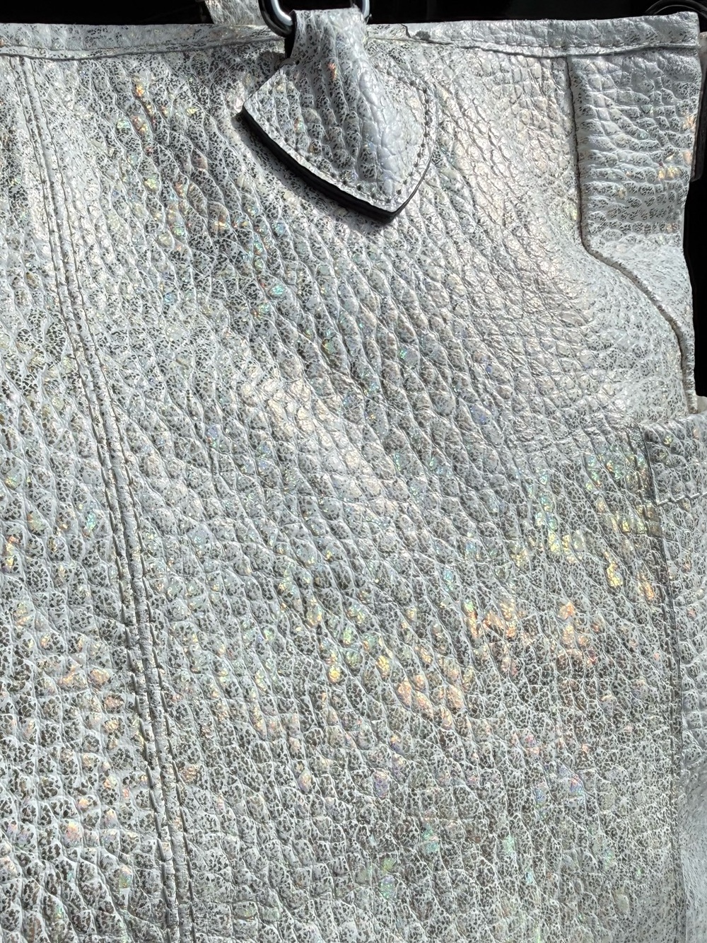 Aimee Kestenberg Sunbury Iridescent Holographic Genuine Leather Tote Satchel - Picture 3 of 12